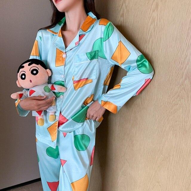 Loose Designer Men/Women Silk Satin Couple Pajamas Sets Sleepwear Sets Unisex Male Soft Oversized Luxury Nightgown Home Clothing