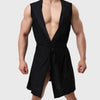 Burning Fashion Men Sexy Sleeveless Silk Gown Male Bathrobe Nightgown