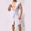 Burning Fashion Men Sexy Sleeveless Silk Gown Male Bathrobe Nightgown