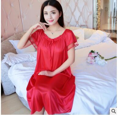 Sexy Women Satin Sleepwear man-made silk Nightdress Slip Chemise Nightgown Summer Home Sleep Wear Clothes