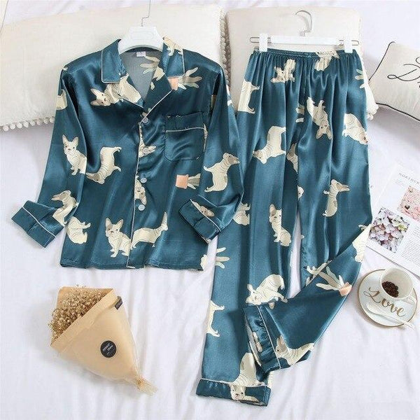 Feier 2019  Cartoon Long Sleeve Pajamas Spring Autumn Womens/men Pajama Sets V-Neck Girls Nightgown for Woman Plus