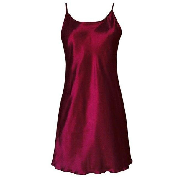 2018 Women's Satin Nightdress Sexy Lotus Hem Sling Dress Chemise Mini Nightgown