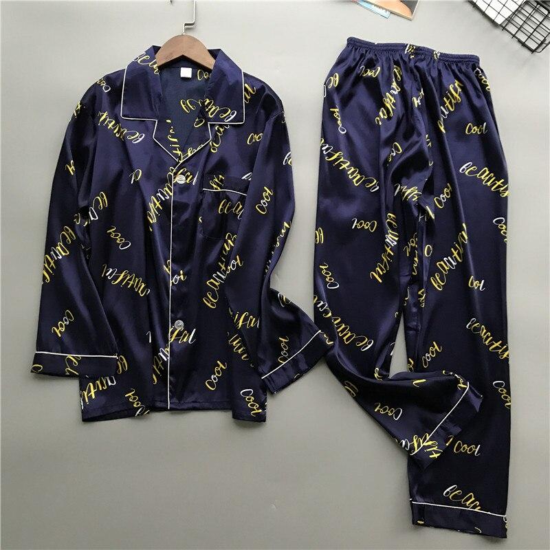 Feier Men's Silk Pajama Set Modern Style Soft Cozy Satin Nightgown Men Pajamas Silk Sleepwear Men Sexy