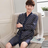 Classical Print Summer Thin Silk Robe Men Nightgown Short Sleeve Plus Size L-3XL Bathrobe Kimono Men's Long Silk Satin Pajamas