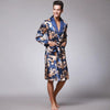 Autumn new simulation silk robe print bathrobe silk pajamas men's long robes home service long sleeve nightgown  silk robe men