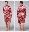 Autumn new simulation silk robe print bathrobe silk pajamas men's long robes home service long sleeve nightgown  silk robe men