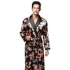 Autumn new simulation silk robe print bathrobe silk pajamas men's long robes home service long sleeve nightgown  silk robe men