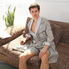 2018 Men's Satin Silk Robe Shorts Nightgown Two-piece Set Nightdress Thin Silk Pajamas Set