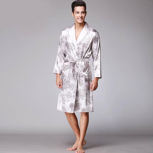 Luxury Spring Silk Satin Couple Pajamas Men Robes Women 3 Piece Set Sleepwear Print Long Sleeve Lovers Nightgown Pijama Feminino