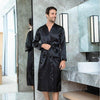Burgundy Mens Kimono Robe Faux Silk Bath Gown Bathrobe Long Sleeve Nightgown Home Wear Sleepwear Hombre Pijama Size S-XXXL
