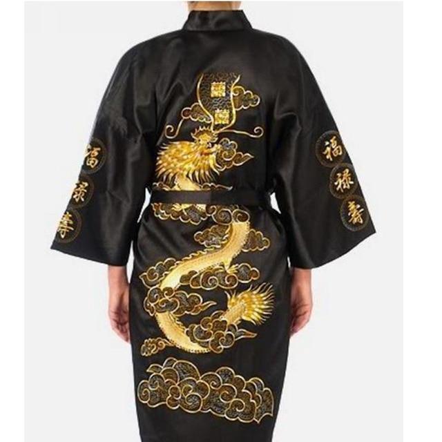 Men Japanese Kimono Chinese Style Sleepwear Costumes Male Silk Dragon Robe Pajamas Spa Sauna Bathing Nightgown Yukata