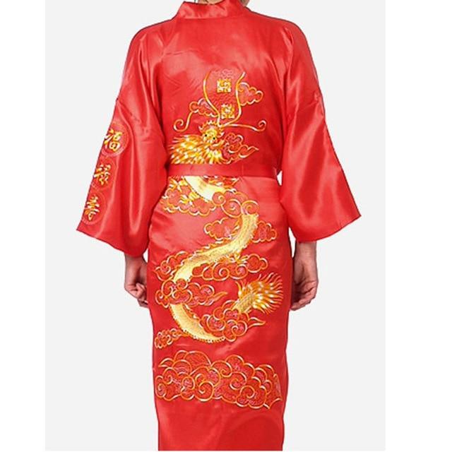 Men Japanese Kimono Chinese Style Sleepwear Costumes Male Silk Dragon Robe Pajamas Spa Sauna Bathing Nightgown Yukata