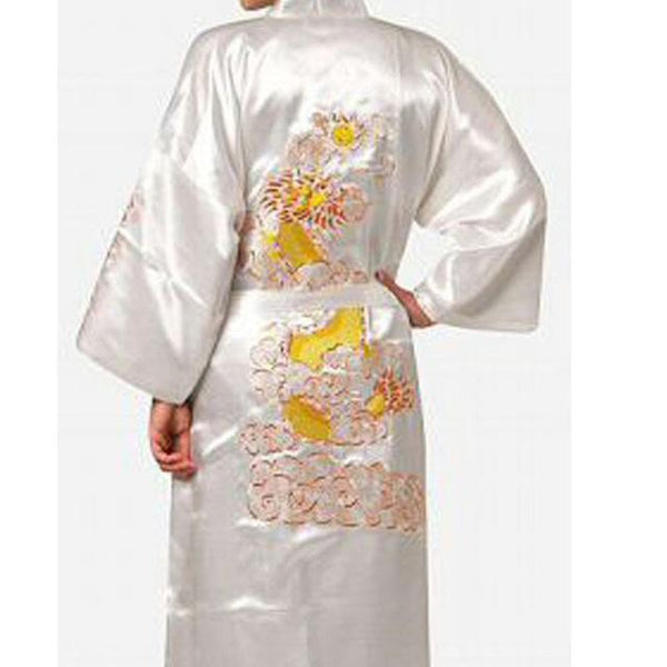 Men Japanese Kimono Chinese Style Sleepwear Costumes Male Silk Dragon Robe Pajamas Spa Sauna Bathing Nightgown Yukata