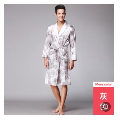 homme Dressing Gown Navy Blue Men Sexy Silk Rayon Kimono Bathrobe Gown Chinese Style Male Robe Nightgown Sleepwear MR00 90KG 100