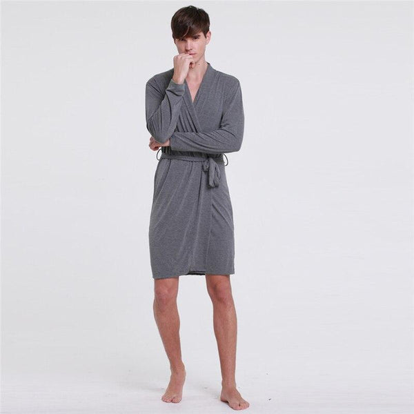 Womail Summer Sexy Men's Robe Bathrobe Casual Long-sleeved Home Wear Men's Pajamas Polyester Nightgown Dropship Ap25