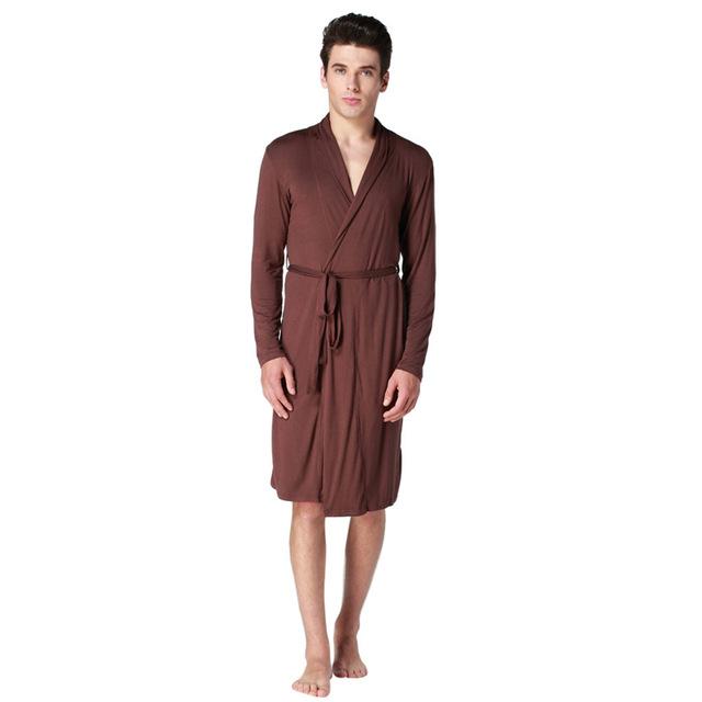 Womail Summer Sexy Men's Robe Bathrobe Casual Long-sleeved Home Wear Men's Pajamas Polyester Nightgown Dropship Ap25