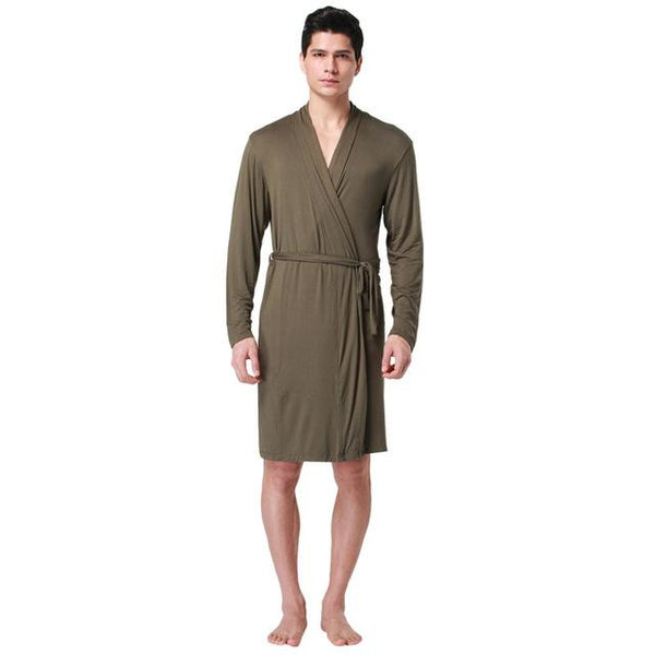 Womail Summer Sexy Men's Robe Bathrobe Casual Long-sleeved Home Wear Men's Pajamas Polyester Nightgown Dropship Ap25