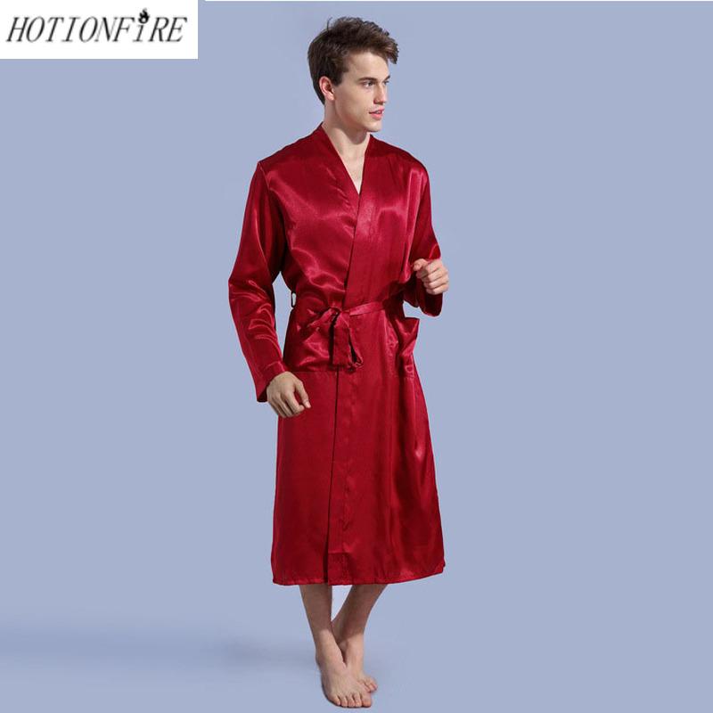 Men New Spring Autumn Luxury Bathrobe S M L XL XXL Size Satin Pajamas Kimono Summer Male Nightgown Chinese Silk Long Groom Robes