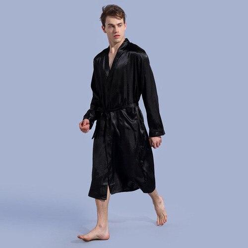 Men New Spring Autumn Luxury Bathrobe S M L XL XXL Size Satin Pajamas Kimono Summer Male Nightgown Chinese Silk Long Groom Robes