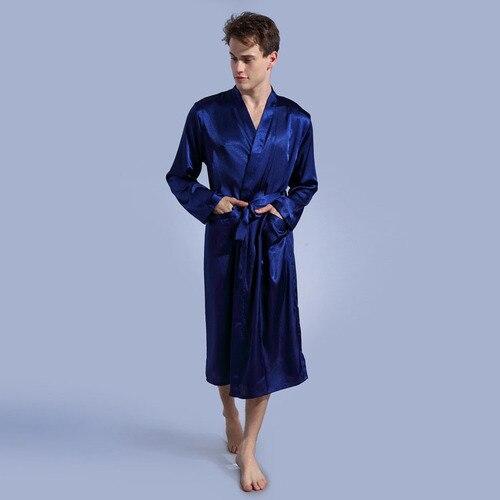 Men New Spring Autumn Luxury Bathrobe S M L XL XXL Size Satin Pajamas Kimono Summer Male Nightgown Chinese Silk Long Groom Robes