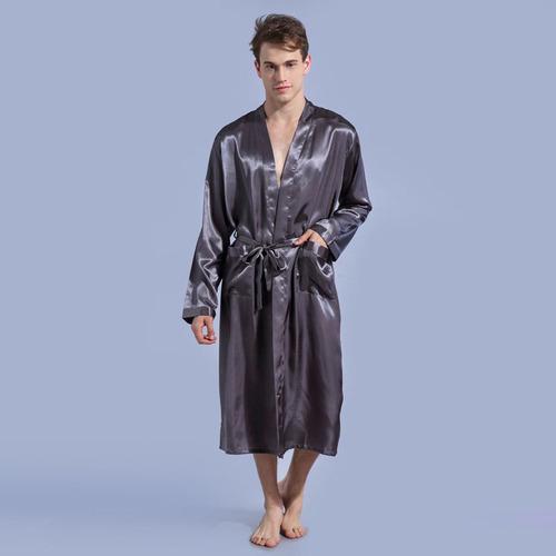 Men New Spring Autumn Luxury Bathrobe S M L XL XXL Size Satin Pajamas Kimono Summer Male Nightgown Chinese Silk Long Groom Robes
