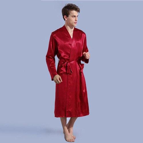 Men New Spring Autumn Luxury Bathrobe S M L XL XXL Size Satin Pajamas Kimono Summer Male Nightgown Chinese Silk Long Groom Robes