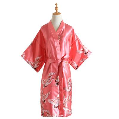Wedding Bride Bridesmaid Robe silk stain Fowl Bathrobe Short Kimono Robe Night Robe Bath Robe Fashion Dressing Gown For Women
