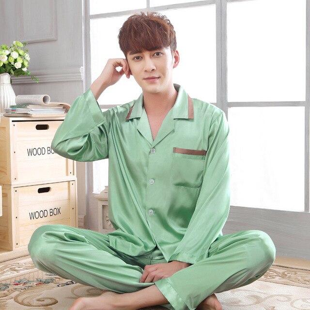 faux silk men sleepwear mens pajamas Men's Sleep & Lounge male Pajama Sets satin men pyjamas men nightgown chinese silk pajamas