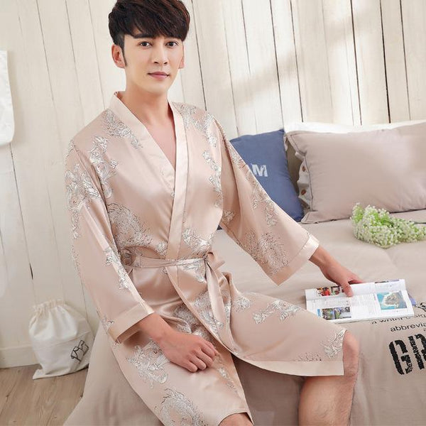 Women Men Bathrobes Summer Autumn Spring Silk Sleepwear Hotel Spa Soft  Nightgown Kimono Ms. Two-pieces Sweethearts Outfit Robes