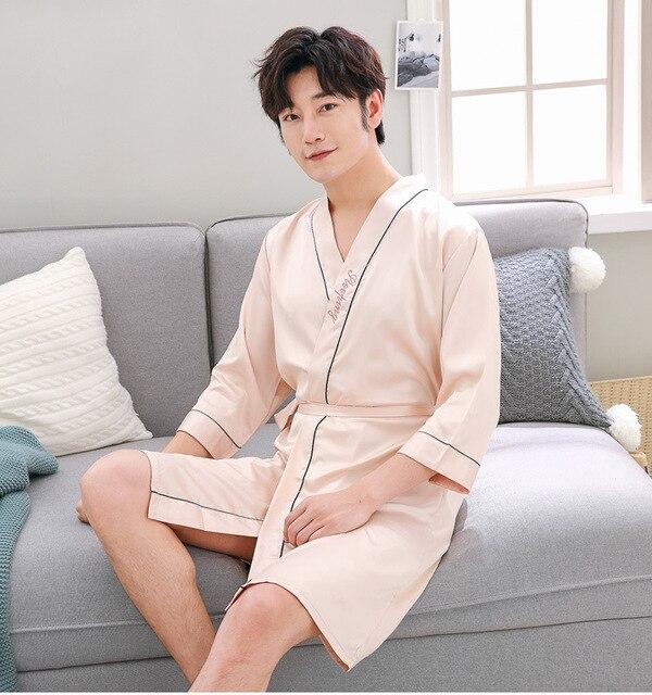 Women Men Bathrobes Summer Autumn Spring Silk Sleepwear Hotel Spa Soft  Nightgown Kimono Ms. Two-pieces Sweethearts Outfit Robes