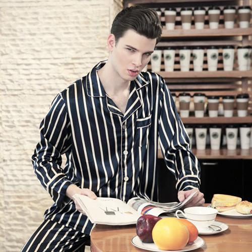 Luxury Spring Silk Satin Couple Pajamas Set 2 Pieces Men Women Sleepwear Print Long Sleeve Nightgown for Lovers Pijama Feminino