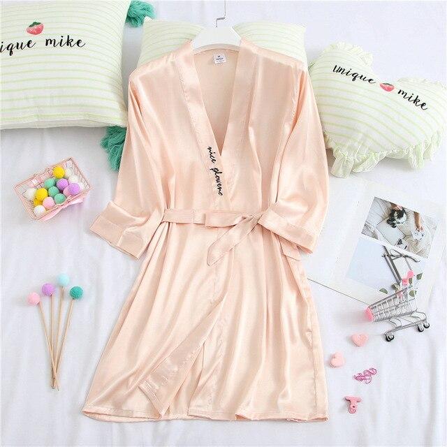 Navy Blue Couple Robe Faux Silk Bath Gown Bathrobe Men's Nightgown Ladies Letter embroidery Sleepwear Size M L XL XXL XXXL