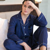 Autumn Summer Silk Lovers Set Fashion Lounge Long-sleeve Sleepwear Pajamas For Women and Men Plus size Female Satin Nightgown