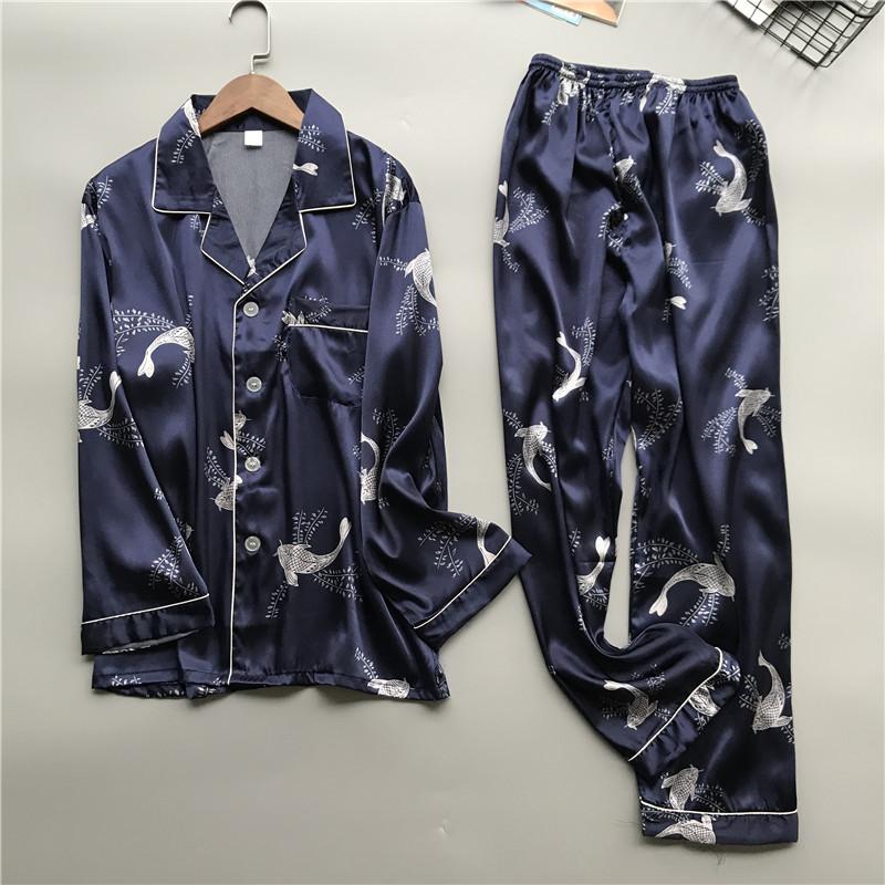 2019 Fashion Men Pajamas Set Luxury Clothes Men Long Sleeve Nightgown Luxury Men Clothing Christmas Pajama Men