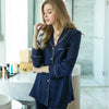 Autumn Summer Silk Lovers Set Fashion Lounge Long-sleeve Sleepwear Pajamas For Women and Men Plus size Female Satin Nightgown