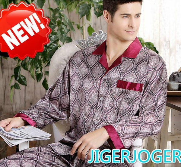 Spring Men Sleepwear Modern Style Silk Night gown Mens Stain Silk Pajama Set Pajamas Home Male Satin Soft Cozy For Sleeping
