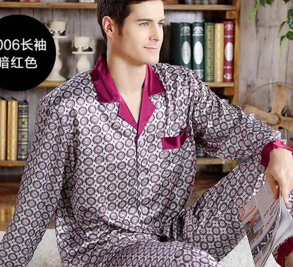 Spring Men Sleepwear Modern Style Silk Night gown Mens Stain Silk Pajama Set Pajamas Home Male Satin Soft Cozy For Sleeping