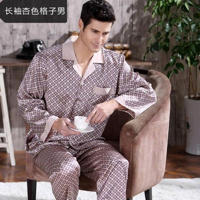 Spring Men Sleepwear Modern Style Silk Night gown Mens Stain Silk Pajama Set Pajamas Home Male Satin Soft Cozy For Sleeping