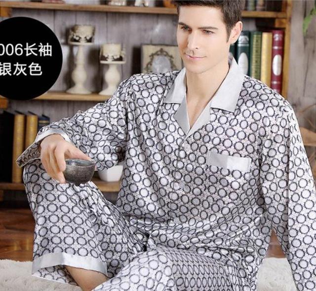 Spring Men Sleepwear Modern Style Silk Night gown Mens Stain Silk Pajama Set Pajamas Home Male Satin Soft Cozy For Sleeping