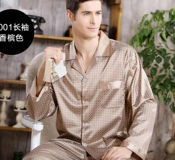 Spring Men Sleepwear Modern Style Silk Night gown Mens Stain Silk Pajama Set Pajamas Home Male Satin Soft Cozy For Sleeping