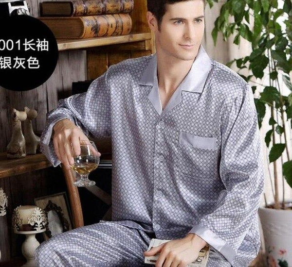 Spring Men Sleepwear Modern Style Silk Night gown Mens Stain Silk Pajama Set Pajamas Home Male Satin Soft Cozy For Sleeping