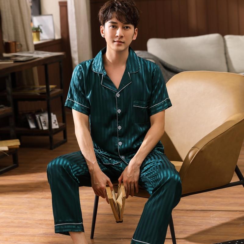 2019 satin shorts silk sleepwear male pajama set soft nightgown summer pyjamas