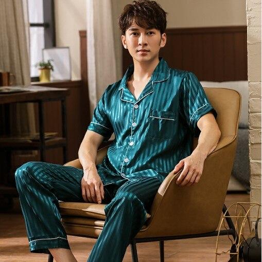 2019 satin shorts silk sleepwear male pajama set soft nightgown summer pyjamas