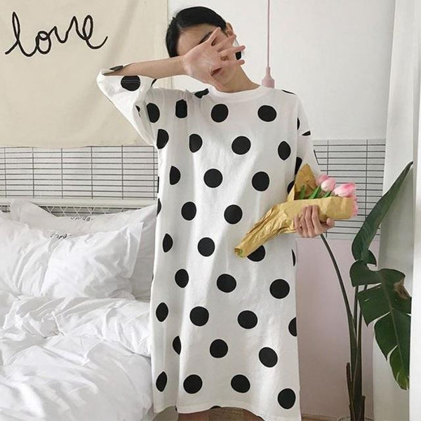 New Fashion Modern Ladies Summer Letter Milk Silk Letter Loose Long Nightdress Home Clothing O Collar Short-sleeved Nightdress