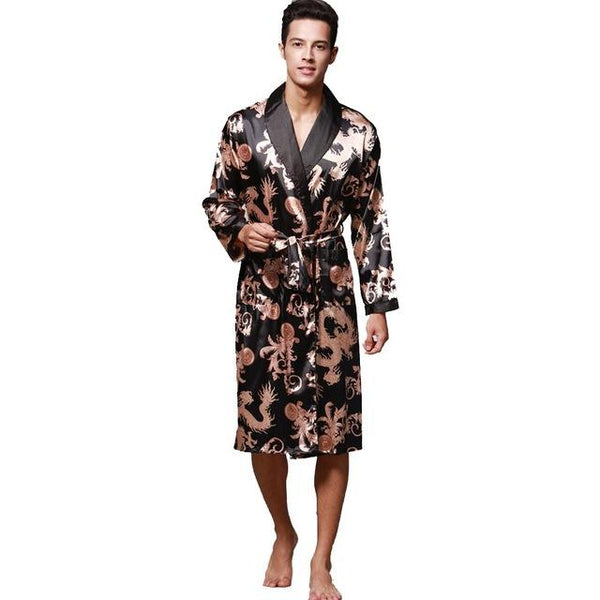 Men Winter Sleepwear Long Sleeve Nightwear Pocket Satin Robe Kimono Bath Sexy pajamas Night Dressing Gown With Belt Home L-3XL