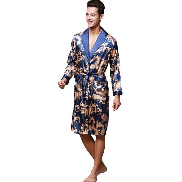 Men Winter Sleepwear Long Sleeve Nightwear Pocket Satin Robe Kimono Bath Sexy pajamas Night Dressing Gown With Belt Home L-3XL