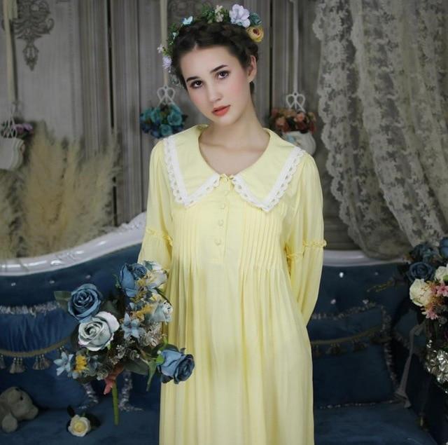 Loose cooton full sleeve ruffles women princess nightgowns 2019 autumn new lace sweet style long female sleep dress gx1097