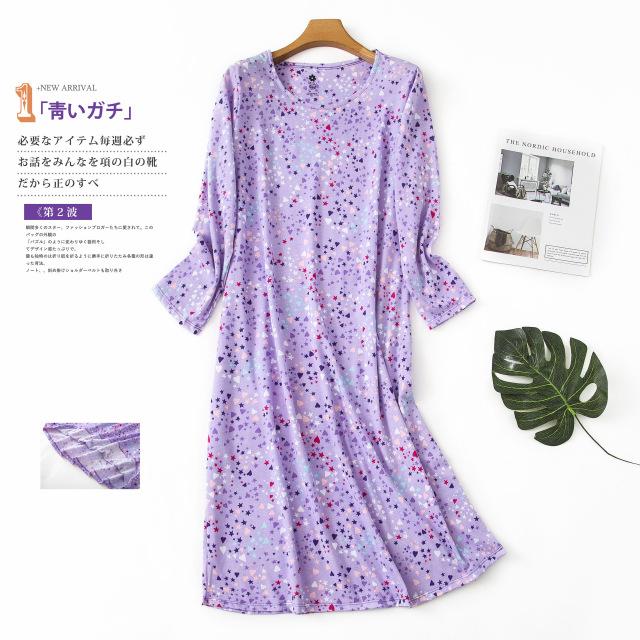 Women 100% Cotton Fresh Cartoon Long Nightgowns Autumn Winter Fashion Long Sleeves Women Sleepdress Indoor Pyjamas Nightdress