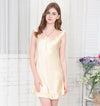 Breathable Camisola Sexy Silk Gecelik Off Shoulder Satin Night Dress Long Soft Plus Size Lace Ruffle Nuisette Femme De Nuit