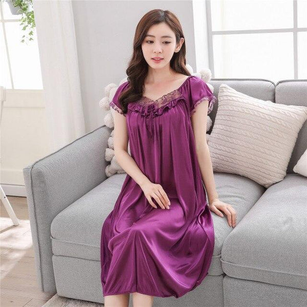 Free Size New Ladies Long Nightgown Summer Casual Home Dress Nightshirt Sleeveless Sexy Sleepwear Ice Silk Nightdress Nightwear